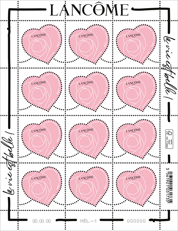 planche timbre coeur Création et mise en page © Lancôme