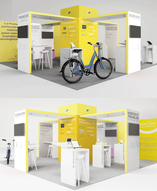 Une maquette 3D du stand du Groupe La Poste