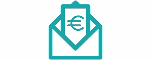 une enveloppe et le signe euro