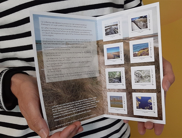 La Poste a choisi d’éditer un collector de 8 timbres dédiés à la biodiversité bretonne