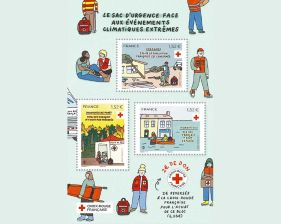 Timbre Croix-Rouge Française « Le sac d'urgence face aux événements climatiques extrêmes »