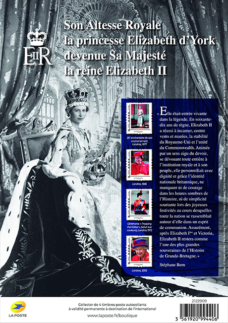 La Poste will issue a set of four collector’s stamps to commemorate Queen Elizabeth II