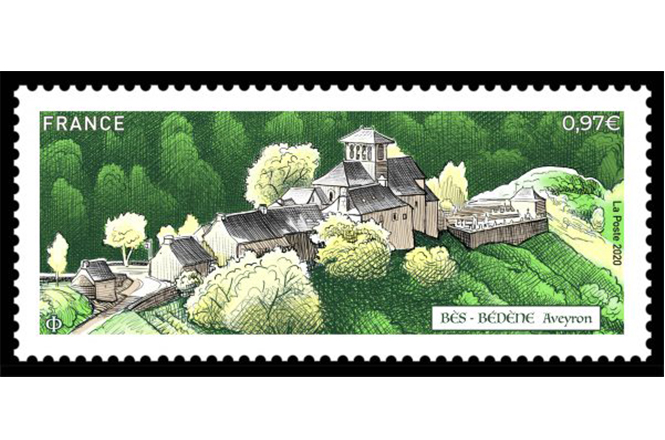 Timbre BÈS-BÉDÈNE Aveyron : Création et gravure André Lavergne